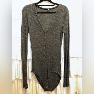 Free People Gray Fitted Bodysuit